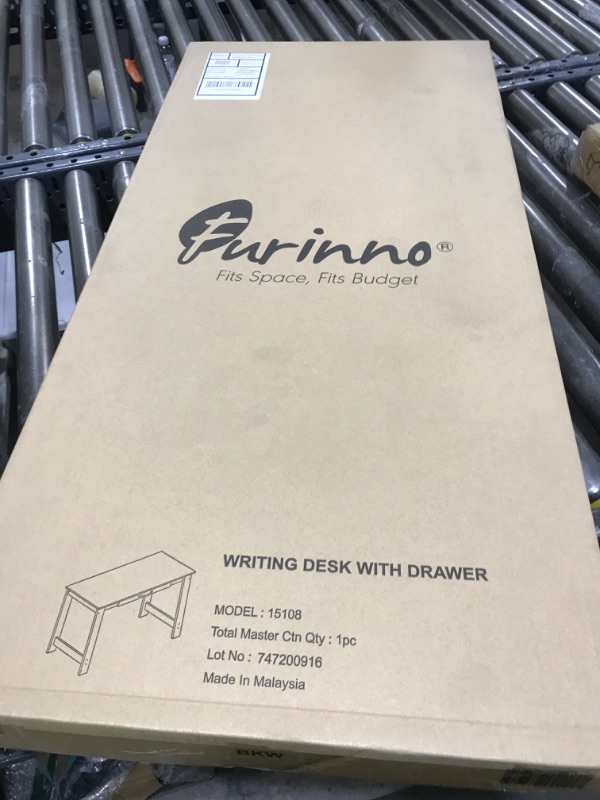 Photo 1 of FURINNO Jaya Writing Desk For Residential Use With DrawerBlack, Blackwood, Large