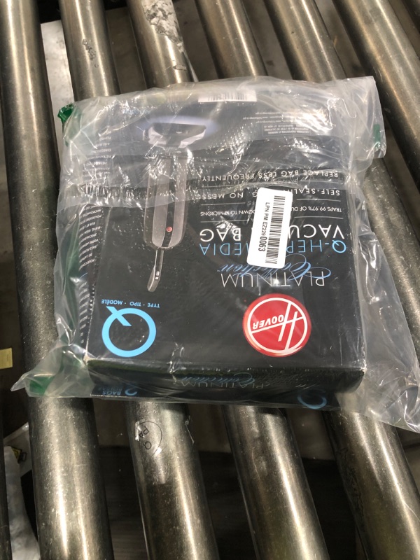 Photo 1 of Hoover Vacuum Cleaner Bags for Platinum Upright Vacs, Pack of 2, Type Q, Hepa Filtration, Part # AH10000, Hoover Vacuum Bags Refill