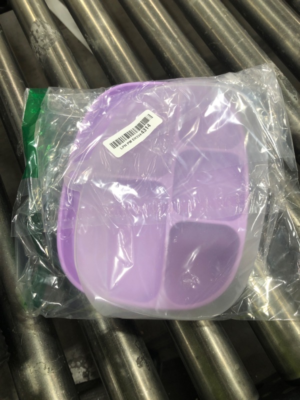 Photo 1 of Bumkins Toddler and Baby Suction Plate, Silicone Divided Grip Dish and Lid, Large 5-Section Tray for Kids, Essentials in Children Feeding Supplies, Non Skid Stick Bottom, Ages 6 Months Up, Lavender