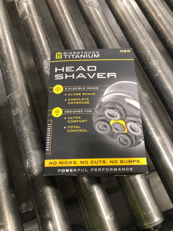 Photo 1 of Microtouch Titanium Electric Head Shaver - Rechargeable Head and Face Shaver for Men, Cordless Razor, Hypoallergenic Wet/Dry Shaving, Precision Head Trimmer, Lithium Power, Battery Powered