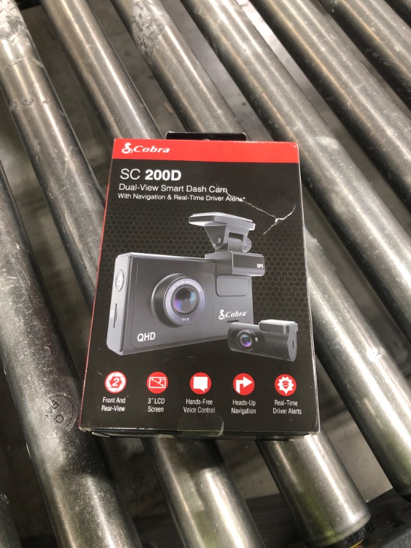 Photo 1 of Cobra Smart Dash Cam + Rear Cam (SC 200D) – QHD+ 1600P Resolution, Built-in Wi-Fi & GPS, Voice Commands, Live Police Alerts, Incident Reports, Emergency Mayday, Drive Smarter App, 16GB SD Card Incl.