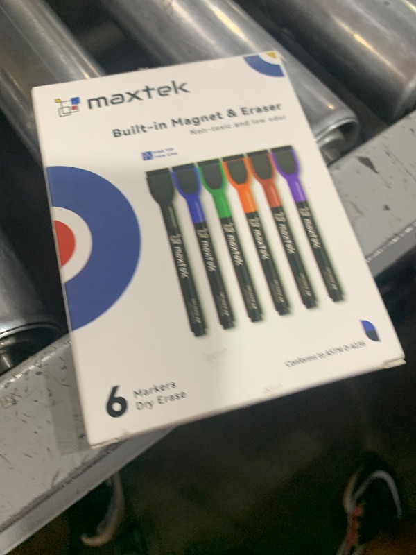Photo 1 of maxtek Dry Erase Markers - 6 Count Colorful Magnetic Dry Erase Markers Fine Tip with Eraser, Low Odor Whiteboard Markers for Calendar Boards