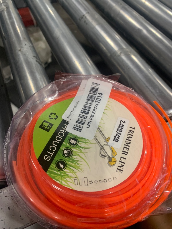 Photo 1 of PLUSINTO String Trimmer Line .095", 150 Feet Weed Eater String, Round Trimmer Line for Universal Replacement, Orange Premium Nylon String Trimmer Line for Medium& Heavy Grass&Weeds (2.4mm, 45m)