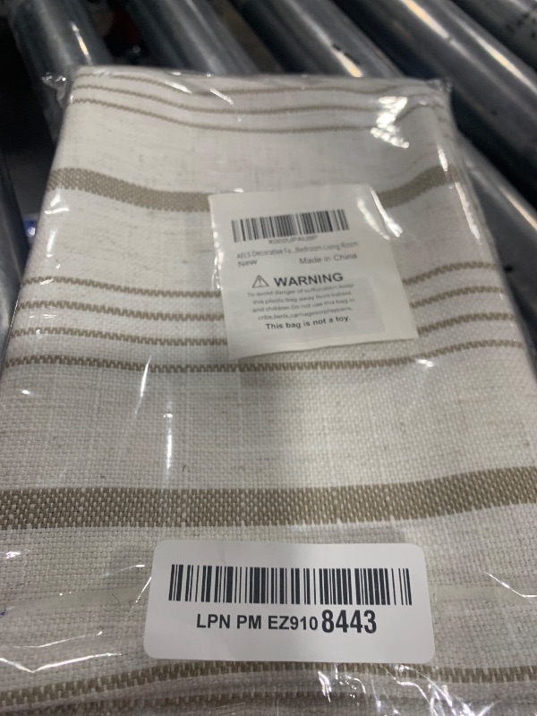 Photo 1 of AELS 12x20 Decorative Farmhouse Throw Lumbar Pillow Covers, Modern Rectangle Pillow Case Cover, Set of 2 Light Brown Stripes Textured Linen Cushion Cover for Sofa Couch Bedroom Living Room(Cover ONLY)