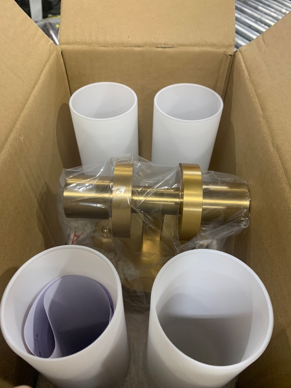 Photo 1 of Wall Sconces Set of Two, Brushed Gold Bathroom Sconces Wall Lighting with Milky White Glass, Modern Sconces Wall Decor Set of 2 Wall Light fixtures for Bathroom Mirror Living Room Hallway Bedroom