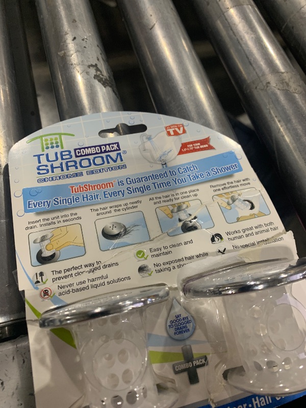 Photo 1 of TubShroom Bathtub Drain Protector and Hair Catcher - 2 Pack, Chrome - Fits 1.5" - 1.75" Bathtub and Shower Drains