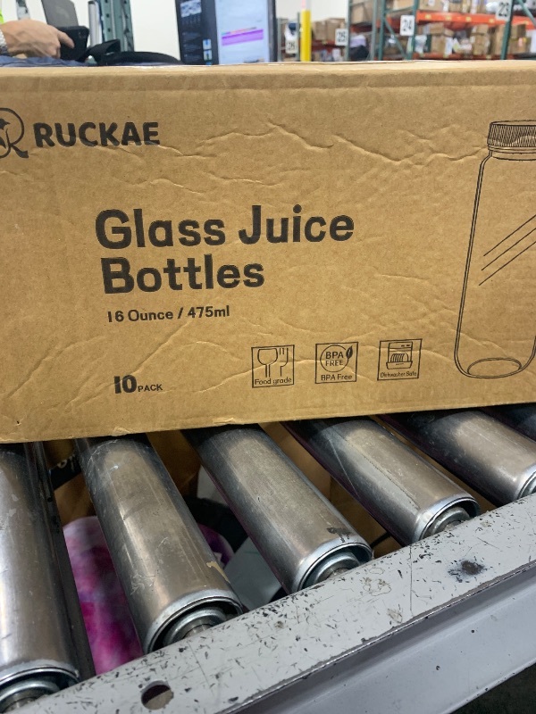 Photo 1 of Ruckae 16oz 10 Pack Juice Bottles, Glass Bottles with Lids, Smoothie Cup Lids and Straws, Water Bottle Mason Jar Drinking Glasses for Juicing, Smoothies, Kombucha