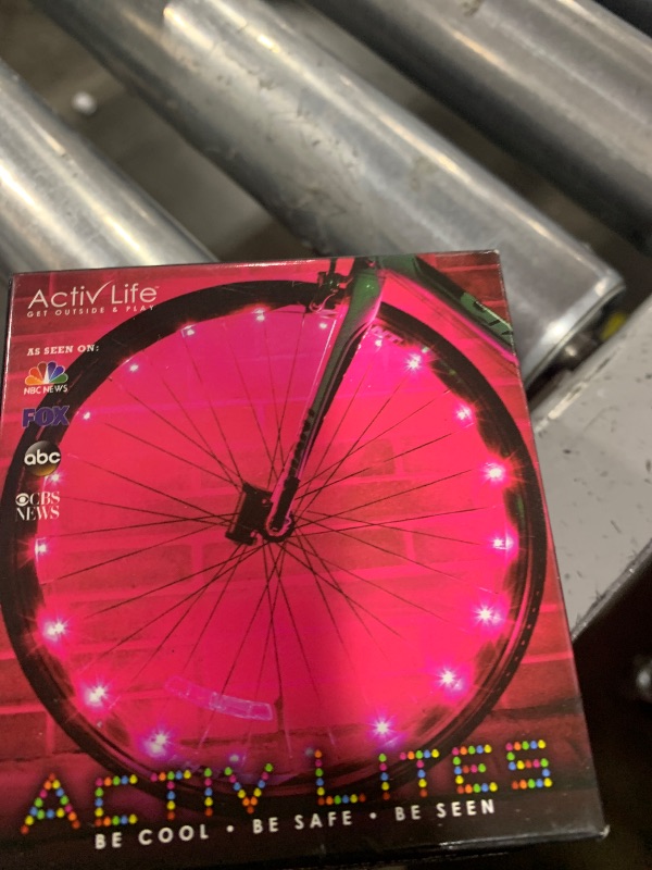 Photo 1 of Activ Life LED Bike Wheel Lights with Batteries Included, Get 100% Brighter and Visible from All Angles for Ultimate Safety & Style (1 Tire Pack, Pink)