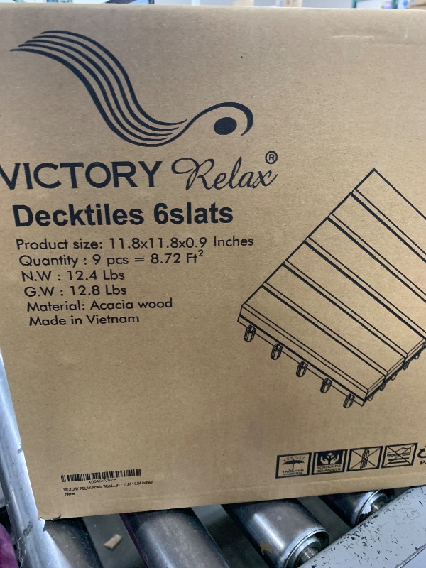 Photo 1 of VICTORY RELAX Acacia Wood Flooring Interlocking Deck Tiles for Patio Decor 9 PCS 6 Slats - Waterproof Indoor & Outdoor Decor - Balcony Garden Decking Tile (11,81 * 11,81 * 0,94 Inches)