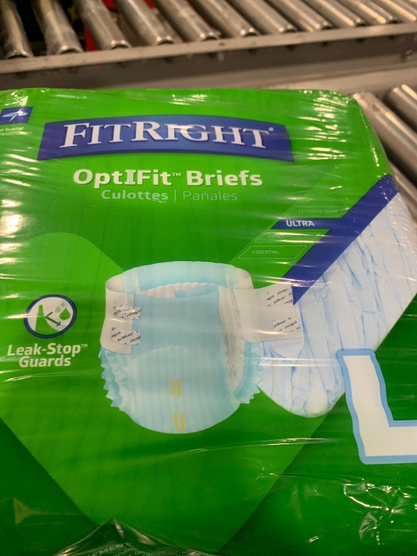 Photo 1 of FitRight Ultra Adult Diapers, Disposable Incontinence Briefs with Tabs, Heavy Absorbency, Large, 48"-58" (Pack of 20)