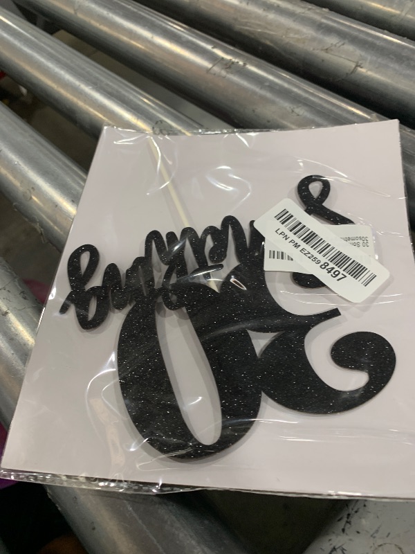 Photo 1 of 30 Something Cake Topper Double Sided Black Glitter Hello Thirty Sign 30th Birthday Party Decorations