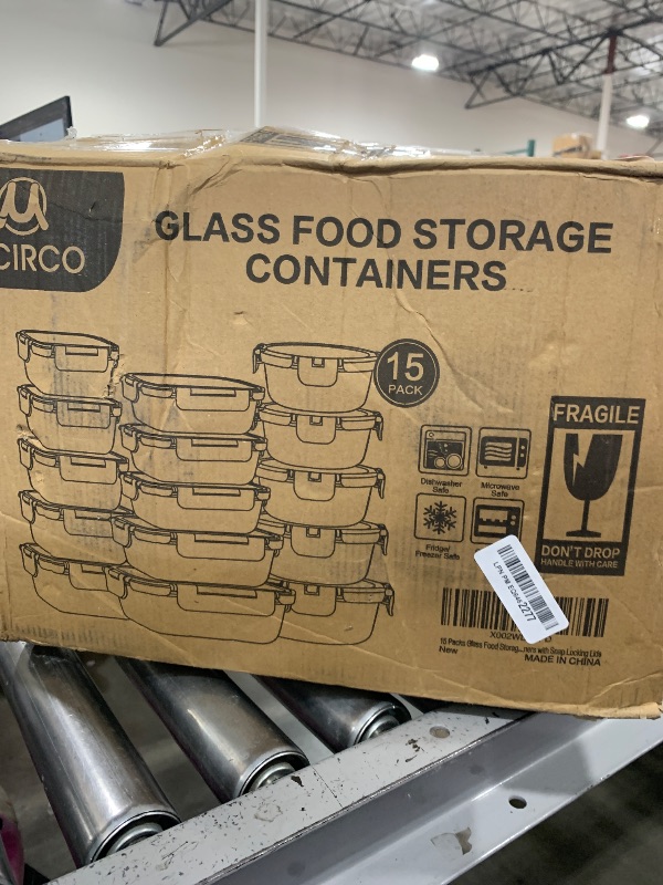 Photo 1 of M MCIRCO 30 Pieces Glass Food Storage Containers with Snap Locking Lids,Glass Meal Prep Containers Set - Airtight Lunch Containers, Microwave, Oven, Freezer and Dishwasher