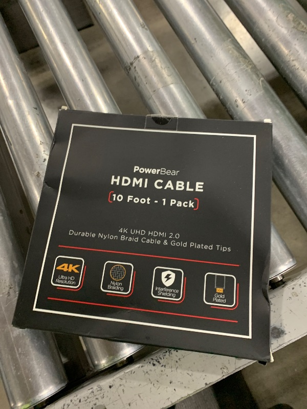 Photo 1 of PowerBear 4K HDMI Cable 10 ft | High Speed Hdmi Cables, Braided Nylon & Gold Connectors, 4K @ 60Hz, Ultra HD, 2K, 1080P, ARC & CL3 Rated | for Laptop, Monitor, PS5, PS4, Xbox One, Fire TV, & More
