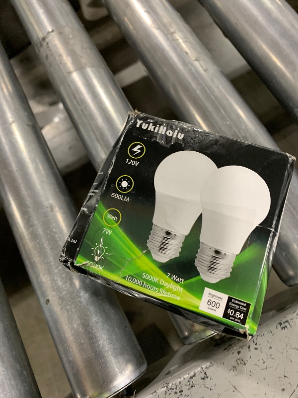 Photo 1 of YukiHalu LED Refrigerator Light Bulb 60W Equivalent A15 Appliance Fridge Bulbs, Waterproof 600 Lumen 7W 120V Daylight 5000K E26 Medium Base, Small Size Bulb for Damp Location, Not-Dim, 2-Pack
