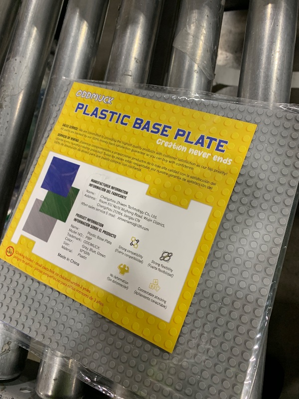 Photo 1 of ODDMUCK 3 Pack Classic Plastic Baseplates, 10" x 10" Building Brick Baseboard in Blue, Green, Gray Compatible with All Major Brands and Activity Table-Baseplate, Baseplate for DIY Play