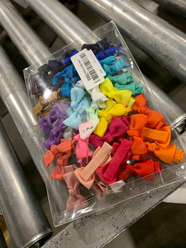Photo 1 of CÉLLOT Baby Hair Clips 50 Pieces 25 Colors in Pairs Baby Girls Fully Lined Bows Hair Pins Tiny 2" Hair Bows Alligator Clips for Girls Infants Toddlers