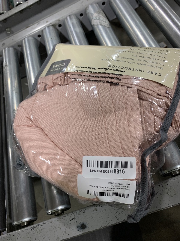 Photo 1 of 100% Blackout Shield Linen Blackout Curtains for Bedroom 96 Inches Long, Back Tab/Rod Pocket Living Room Drapes, Thermal Insulated Blackout Curtains 2 Panels Set, 50" W x 96" L, Blush Pink