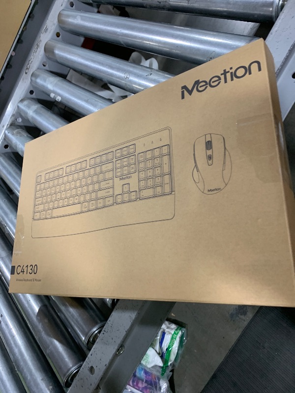 Photo 1 of MEETION Wireless Keyboard and Mouse, Full-Sized Cordless Keyboard with Wrist Rest and 3 DPI Adjustable Mouse, 2.4G Wireless, Compatible with PC/Computer/Laptop/Windows/Mac, Pink