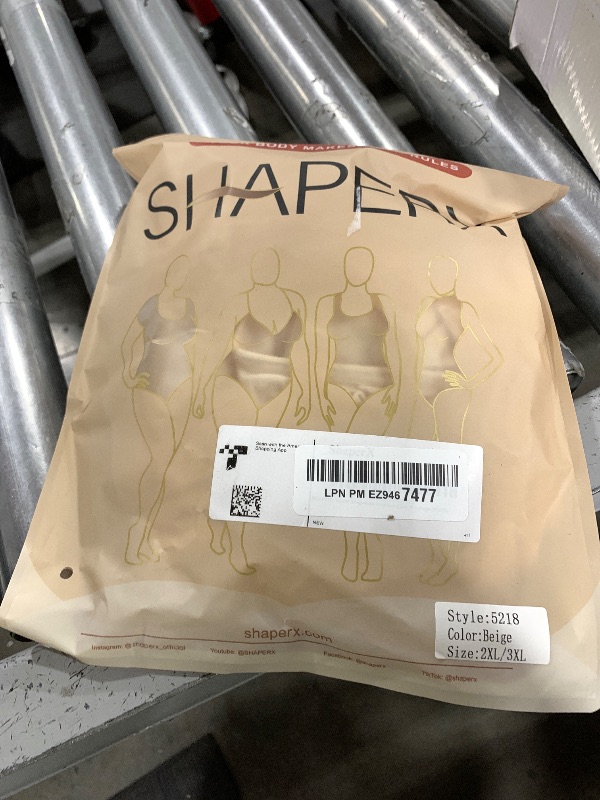 Photo 1 of SHAPERX Shapewear for Women Tummy Control Bodysuit Mid Thigh Butt Lifter Body Shaper Shorts?SZ5218-2-Beige-2XL/3XL