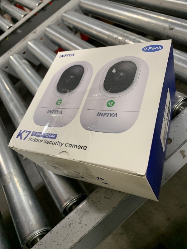 Photo 1 of INFIYA 2K Security Camera Indoor-360 Cameras for Home Security and One-Tap Call, Elderly/Cat/Baby/Nanny, Motion Alert, Intelligent Tracking, 2.4GHz WiFi Only, Work with Alexa/Google Home, K7 2Pack