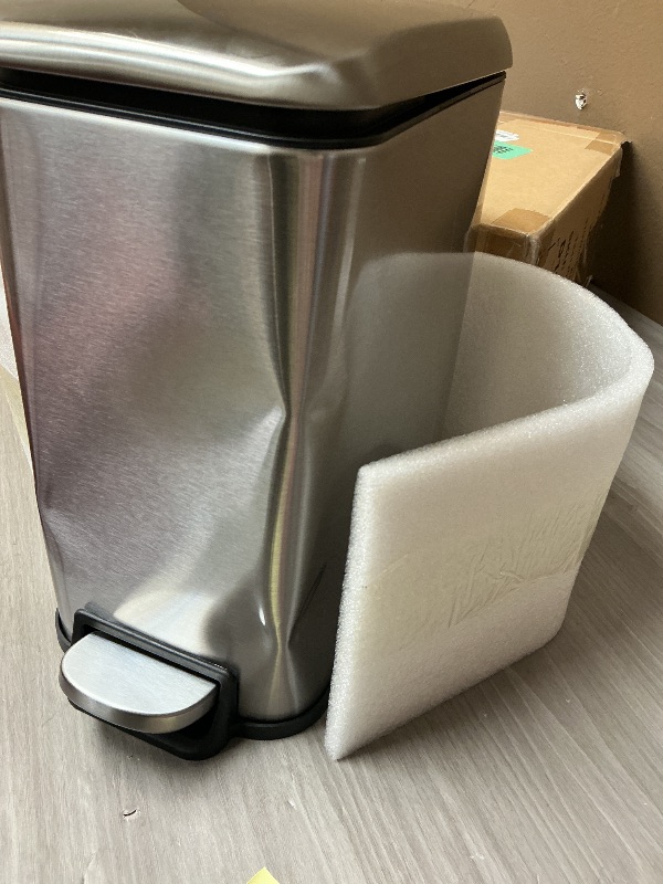 Photo 1 of WLIVE 1.3 Gallon / 5 Liter Bathroom Trash Can with Lid, Small Stainless Steel Garbage Can, Slim-Shaped Trash Bin with Step Pedal for Home and Office, Silver.