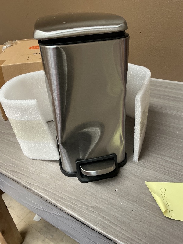 Photo 1 of WLIVE 1.3 Gallon / 5 Liter Bathroom Trash Can with Lid, Small Stainless Steel Garbage Can, Slim-Shaped Trash Bin with Step Pedal for Home and Office, Silver.