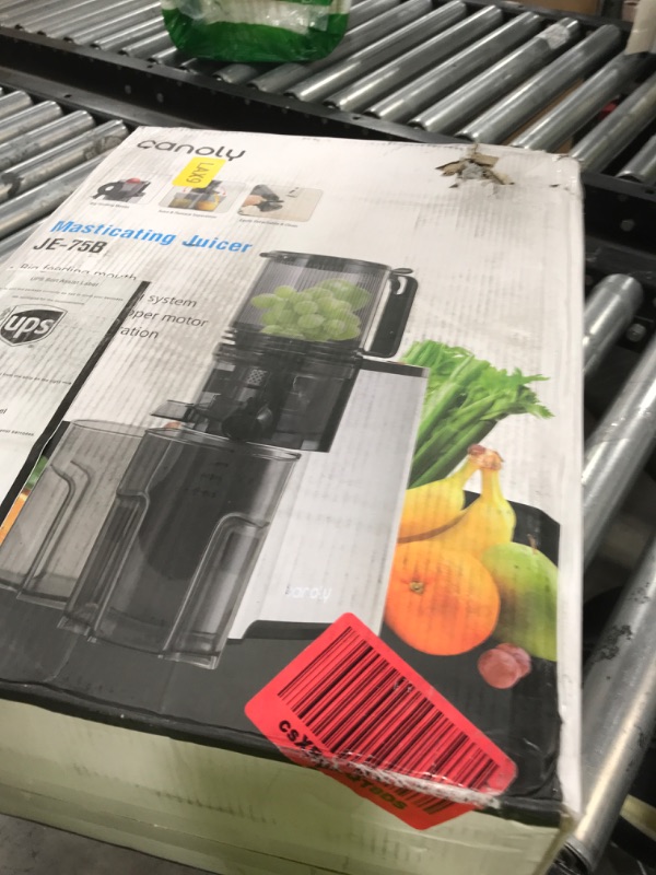 Photo 1 of Cold Press Juicer, 5.8" Wide Feed Chute Juice Extractor Machine with 400W, High Juice Yield, Slow Masticating Juicer for Whole Vegetables & Fruits, Metallic Silver