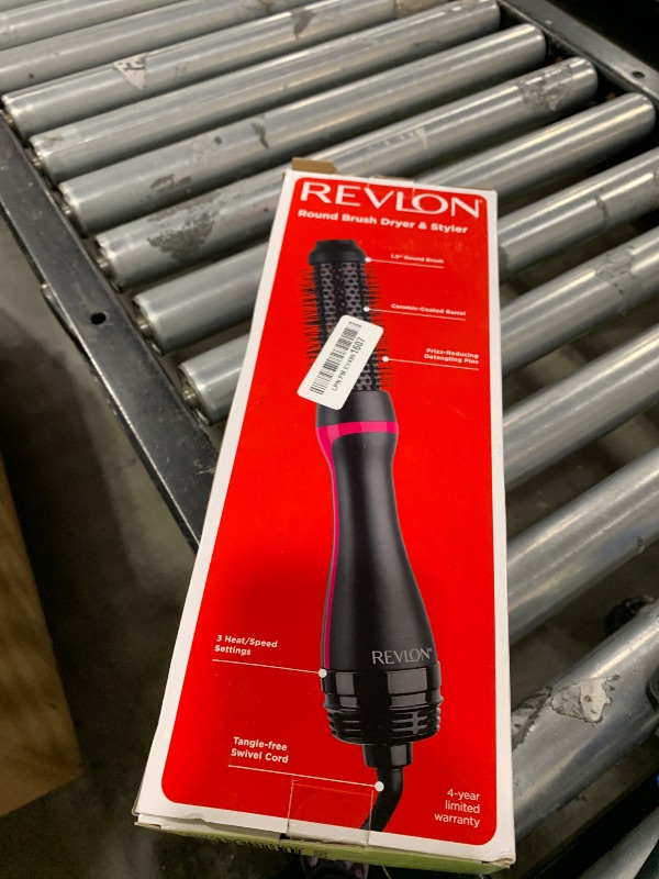 Photo 1 of REVLON One-Step Hair Dryer and Styler - Root Booster Round Brush for Styling, Dryer Brush for Fast and Easy Salon-Quality Blowout, More Shine and Less Frizz (1-1/2 in)