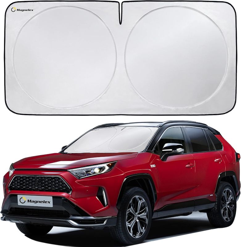 Photo 1 of Magnelex Car Windshield Sunshade | Advanced Light-Blocking Protection | Foldable Sun Shade with Mirror Cut-Out Keeps Your Vehicle Cool | Fit for Cars, Trucks