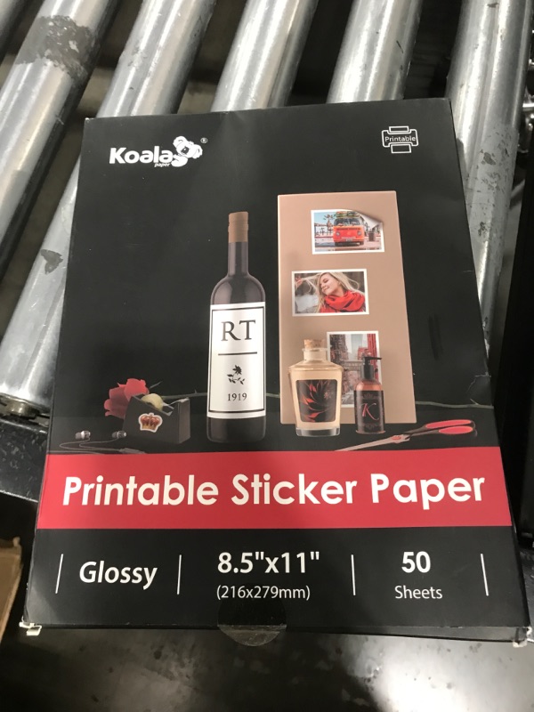 Photo 1 of (50 Sheets) Koala Glossy Sticker Paper for Inkjet Printer, Printable Sticker Paper White, 8.5x11 Inch Self-Adhesive Photo Sticker Printer Paper
