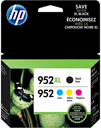 Photo 1 of HP 952XL Black/952 Cyan; Magenta; Yellow High-Yield Ink Cartridges, Pack Of 4, N9K28AN