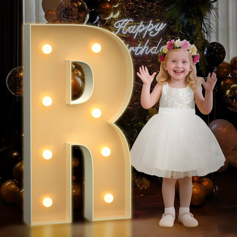 Photo 1 of imprsv 3FT Block Marquee Letters, Marquee Light Up Letters for Birthday Baby Shower Party Backdrop Decor, Large Light Up Letters for Wedding Decorations Engagement Party Decorations, Letter R