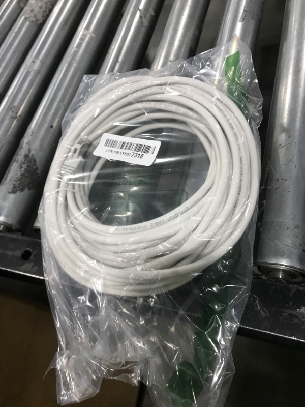 Photo 1 of Amazon Basics RJ45 Cat 7 Ethernet Patch Cable, 10Gpbs High-Speed Cable, 600MHz, Double-Shielded, 50 Foot, White