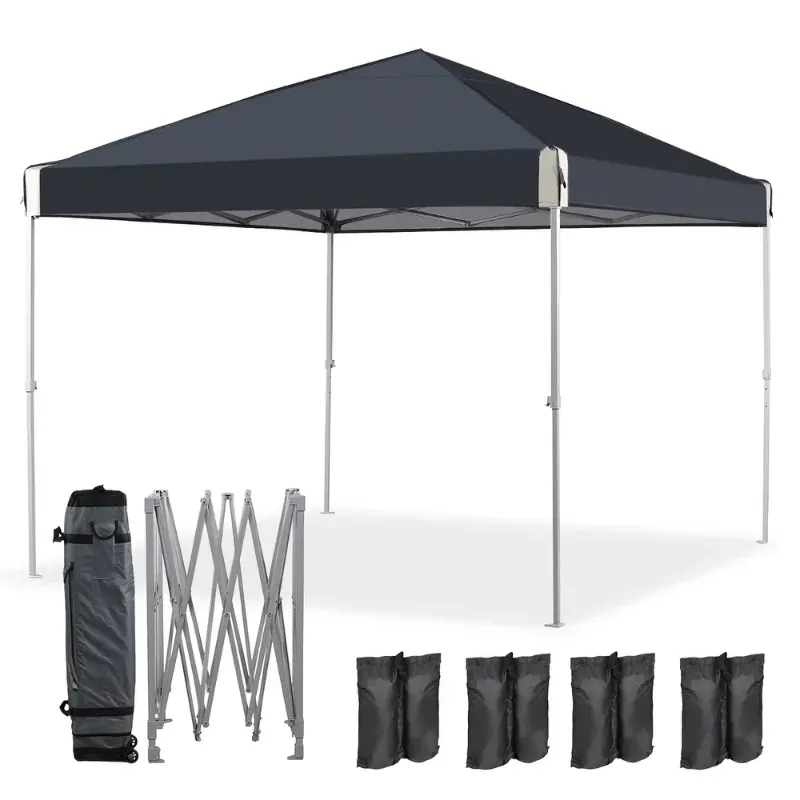 Photo 1 of Aoodor 12'x12' Pop Up Canopy Tent with Roller Bag, Portable Instant Shade Canopy - Black