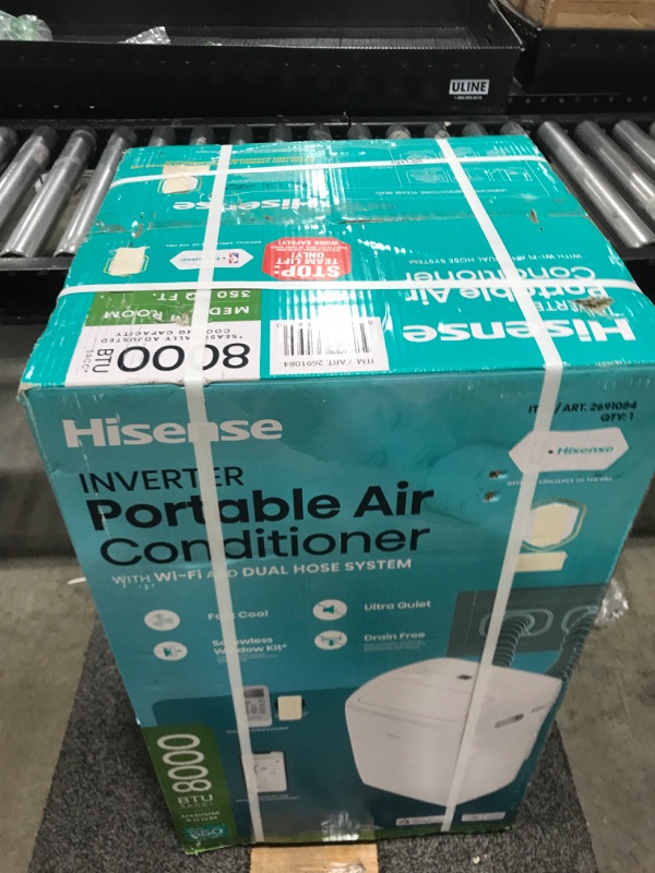 Photo 1 of Hisense 8,000 BTU Portable Air Conditioner with Dual Hose & Inverter, 350 Sq Ft, Wi-Fi, ConnectLife App for Google and Alexa, 3 operating modes, Noise 42 dB(A) - HAP0824TWD, White