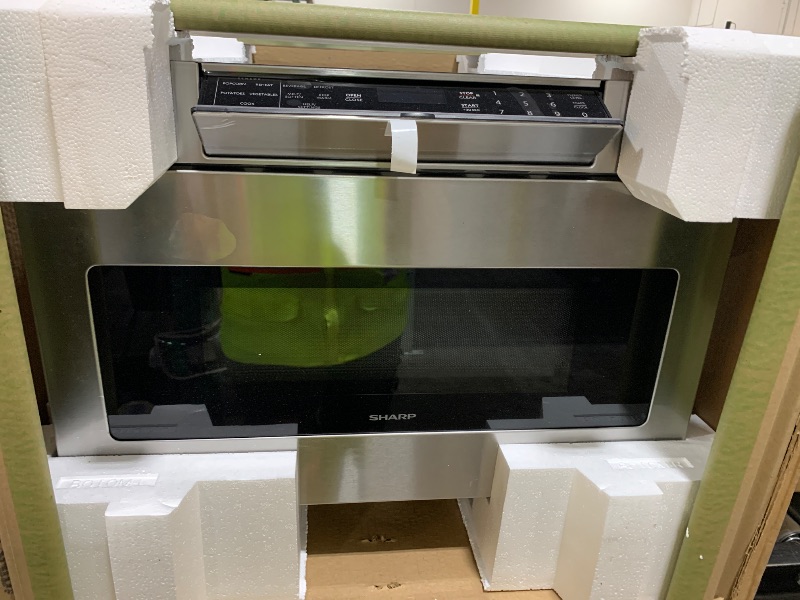 Photo 1 of SHARP SMD2470ASY Microwave Drawer Oven, 24-inch, 1.2 Cubic Feet, 950 Watt, Concealed Control Panel with Digital LCD Display, Stainless Steel