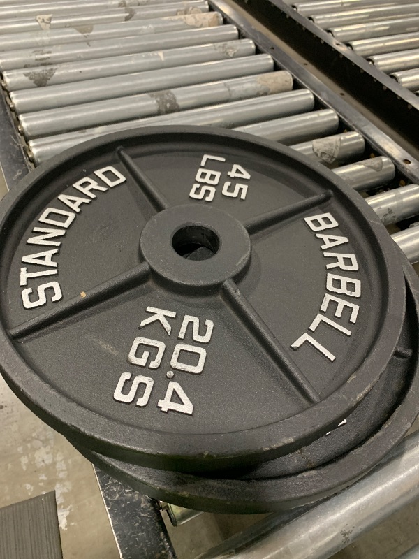 Photo 1 of Cast Iron Plate Weight Plate for Strength Training and Weightlifting, 2-Inch Center (Olympic), 45LB (Set of 2)