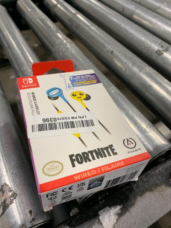 Photo 1 of  Bonus virtual item not included.   ----------------------------------------------------------------PowerA Wired Earbuds for Nintendo Switch – Fortnite Peely, 3.5 mm, Wired, Officially Licensed, Bonus Virtual Item and Matching Peely Drawstring Bag Include