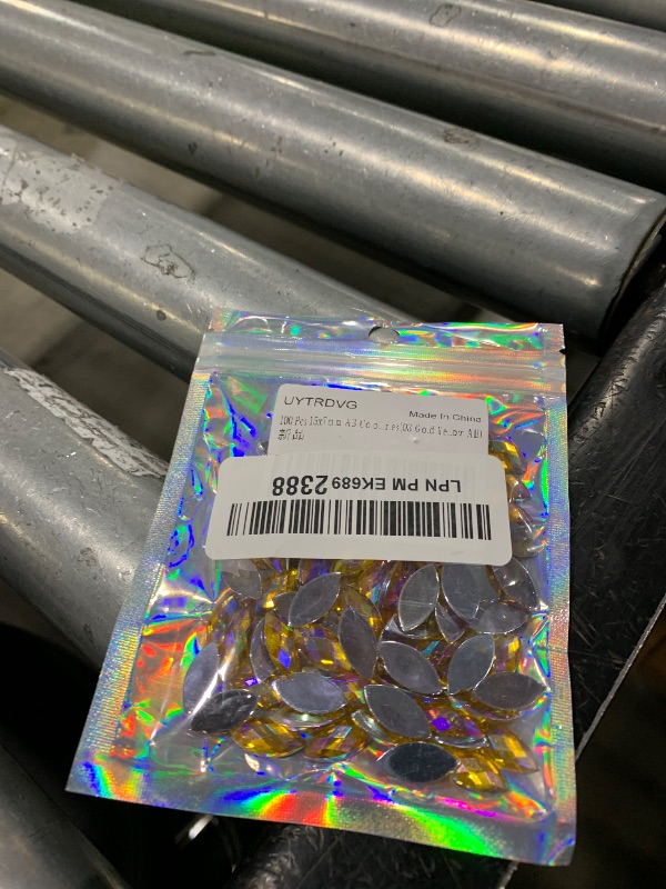 Photo 1 of 100 Pcs 15x7mm AB Colorful Jewels Gems Rhinestones for Crafts, Horse Eye Flatback Acrylic Gemstone for Halloween Party Decorations Clothing Wedding Dress DIY Crafting Accessories(03 Gold Yellow AB)