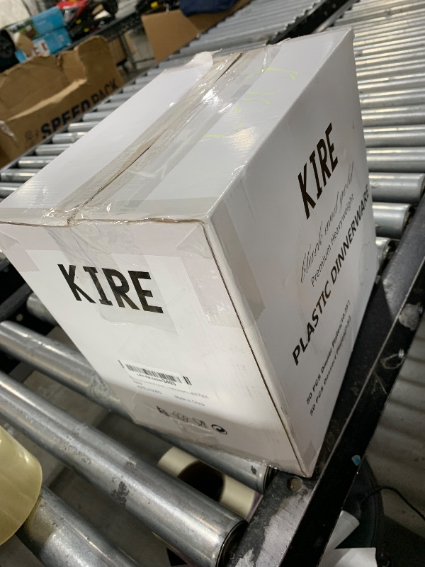 Photo 1 of KIRE 100PCS Black and Gold Plates - Black Plastic Plates Disposable with Gold Rim for Party/Wedding/Graduation Include 50Pcs 10.25inch for Dinner and 50Pcs 7.5inch for Dessert/Salad