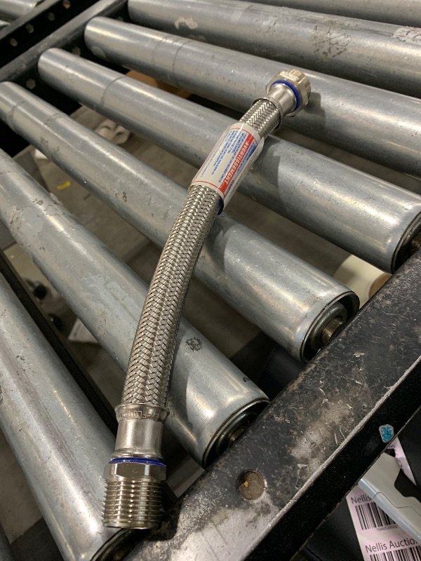 Photo 1 of Eastman 12 Inch Steel-Flex Water Heater Connector, 3/4 Inch Compression x 3/4 Inch MIP, Braided Stainless Steel Water Heater Connectors, 48259