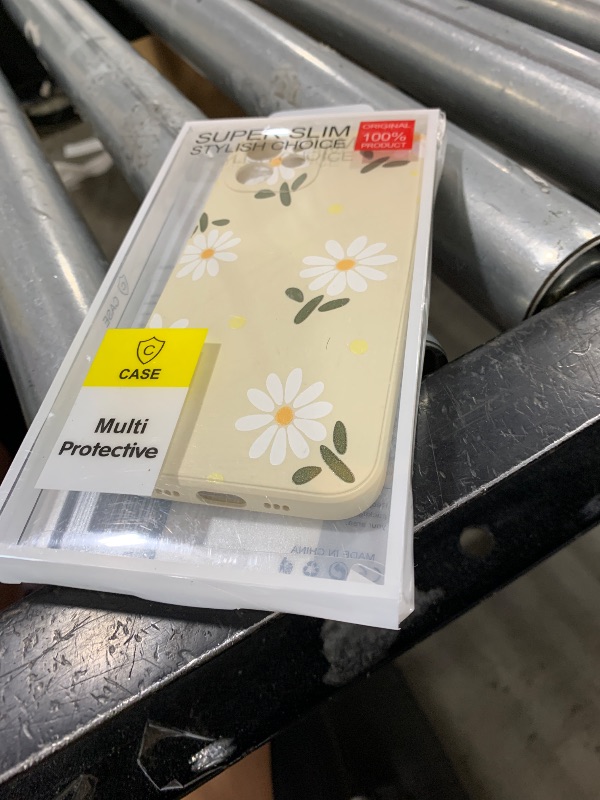 Photo 1 of LEECG for iPhone 12 Case, for iPhone 12 Phone Cover Astronaut Floral Butterfly Print Creative Design Anti Scratch Soft Microfiber Lining Liquid Silicone Phone Case iPhone 12-Daisy White