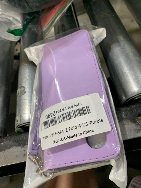 Photo 1 of Dibosom for Samsung Galaxy Z Fold 4 5G 2022 Floral Wallet Case with Wrist Strap Flip Zipper Purse,Card Holder Stand Stylish Full Body Accessories Phone Cover for ZFold4 Z4 Fold4 4Z ZFold45G Purple