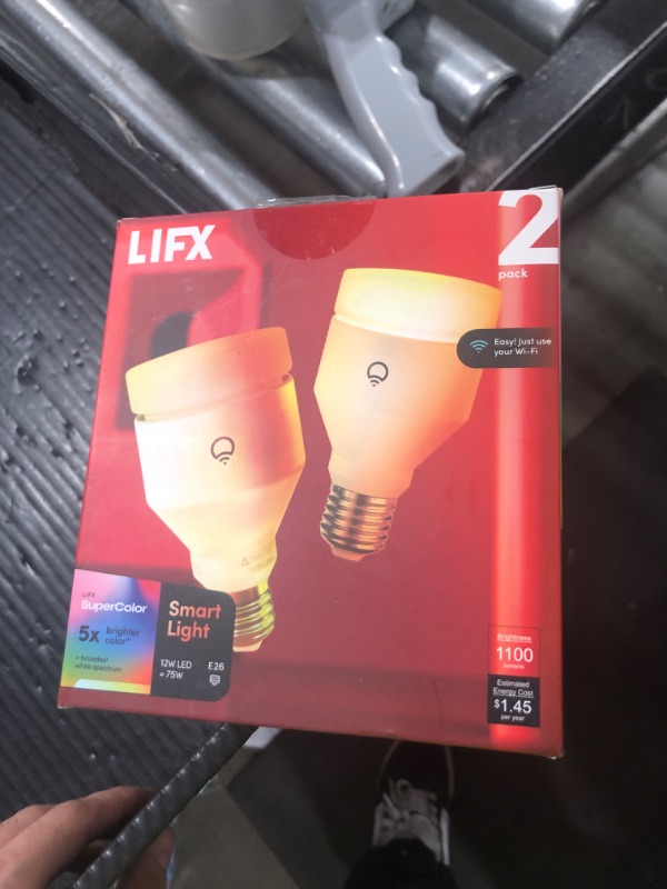 Photo 1 of LIFX color, A19 1100 lumens, Wi-Fi Smart LED Light Bulb, Billions of colors and Whites, No bridge required, Works with Alexa, Hey Google, HomeKit and Siri multicolor (Pack of 2)