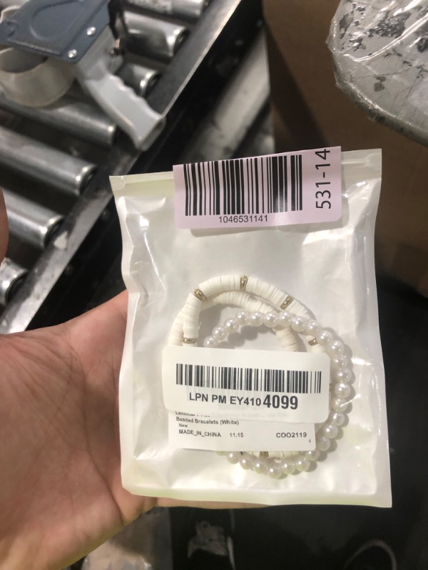 Photo 1 of Landical 7 Pcs Friendship Bracelets Bulk Trendy Heishi Clay Bead Bracelets Stack Beaded Stretch for Women Boho Stackable Y2k(White)