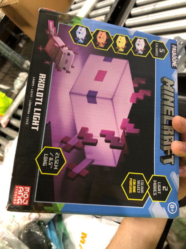 Photo 1 of Paladone Minecraft Axolotl Light, Five Color Modes, Minecraft Lamp to Decorate Your Gaming Desk or Night Stand