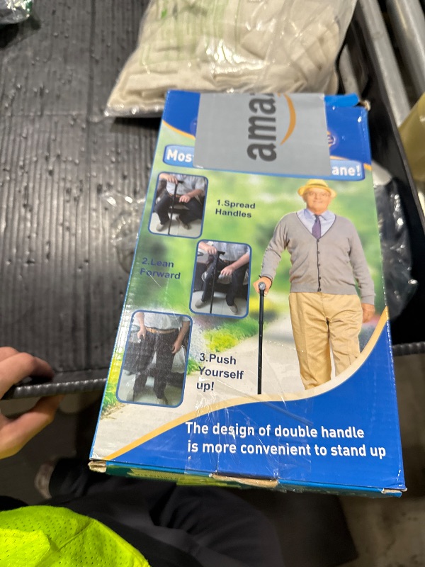 Photo 1 of Walking Cane,Folding Cane with Led Light and Alarm,Walking Cane for Women, Adjustable Cane Suitable for Arthritis Disabled and Elderly, Cane with Cushioned T Handle and Swivel Four Pedestal