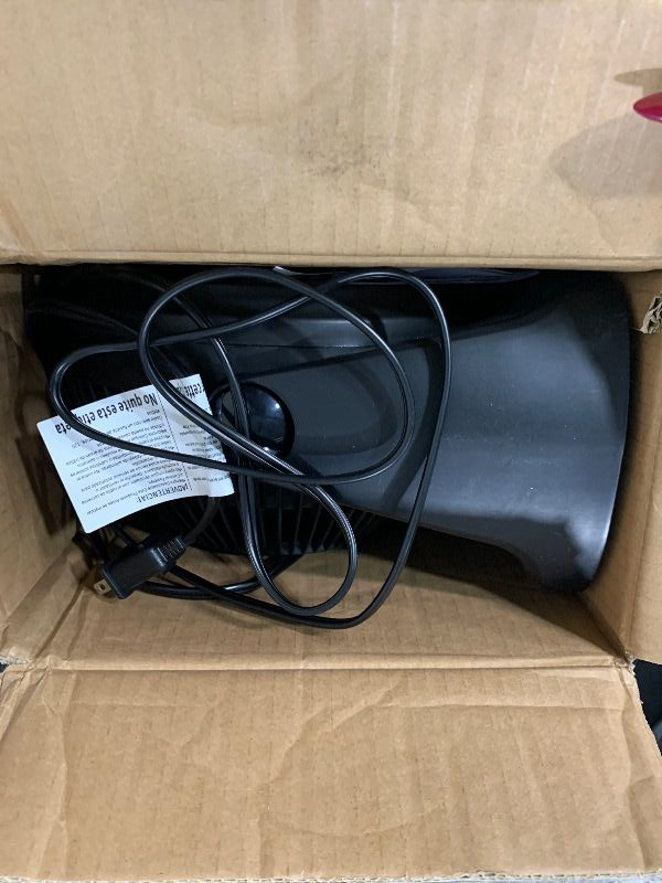 Photo 1 of PARTS ONLY-----------------------------------------Amazon Basics Air Circulator Fan, Desk Fan for Bedroom, Home and Office, With 90-Degree Tilt Head, 3 Speed Settings, Lightweight (3 LBS), 35 Watts, Black, 11.1"W x 6.3"D x 10.9"H