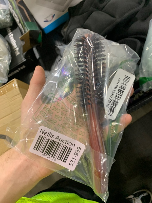 Photo 1 of Boar Bristle Round Brush?Natural Bristle Hair Brush Wooden Handle Styling Brush Prevents Tangles and Anti-Static for Hair Blowing, Styling, Curling, Detangling and Straightening(size:22.3x4.7cm)