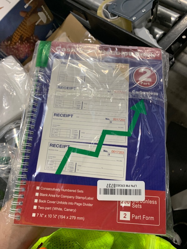 Photo 1 of Money and Rent Receipt Book 2-Part Carbonless 7-5/8" x 11" Spiral Bound 200 Sets per Book 4 Receipts per Page(1pack)